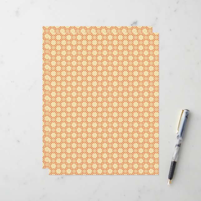 ein orangefarbener weißer Hintergrund mit kleinen  (Vorderseite/Rückseite Beispiel)