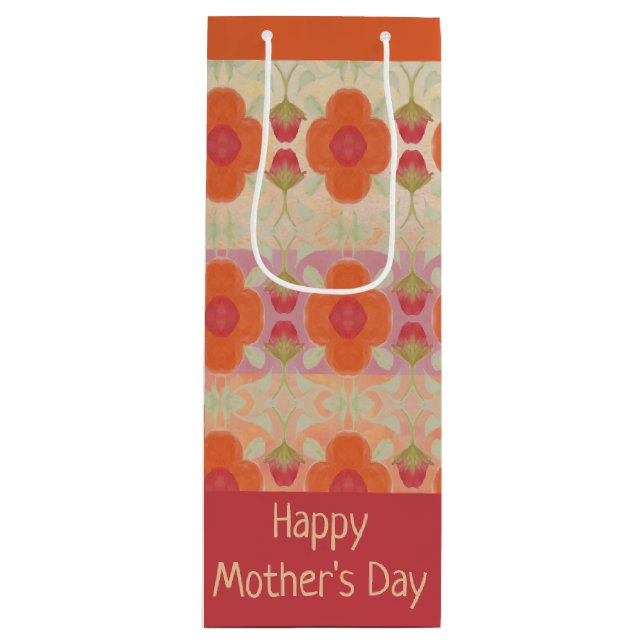 Ein orangefarbenes Dekordesign Geschenktüte Für Weinflaschen (Vorderseite)