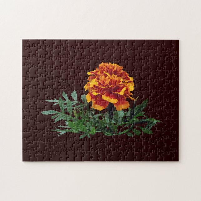 Ein orangefarbenes Marigold mit gelben Tipps Puzzle (Horizontal)