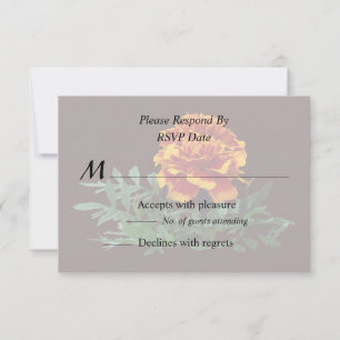 Ein orangefarbenes Marigold mit gelben Tipps RSVP Karte