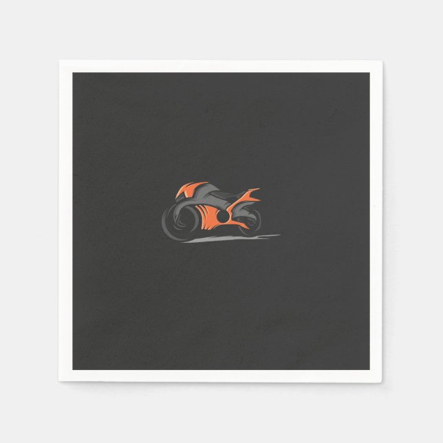 ein orangefarbenes Motorrad mit schwarzem Hintergr Serviette (Vorderseite)