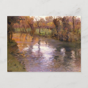 Ein Orchard am Ufer des Flusses von Frits Thaulow Postkarte