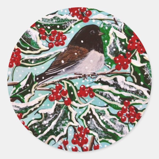 Ein Oregon Junco in Holly ! Runder Aufkleber (Vorderseite)