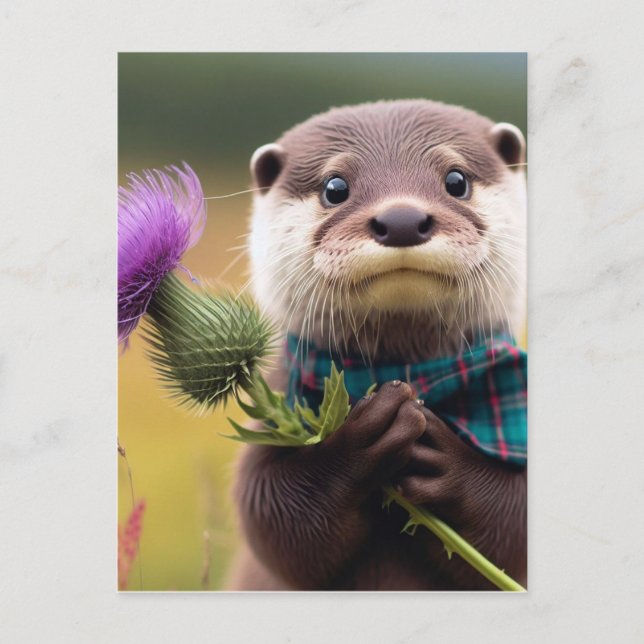 Ein Otter mit einem Siegel Postkarte (Vorderseite)