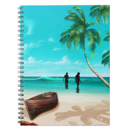 Ein Paar auf einer veralteten Insel Notizblock