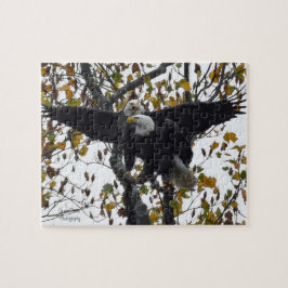 Ein Paar Bald-Adler während der Herbstsaison Puzzle