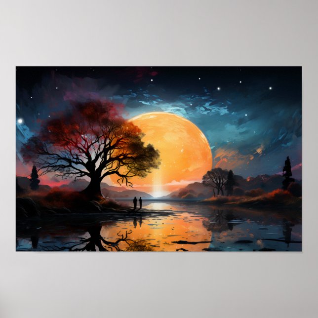 Ein paar Blick auf die Sonne am See Poster (Vorne)