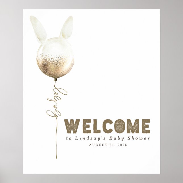 Ein paar Bunny Balloon Baby Dusche Begrüßungszeich Poster (Vorne)