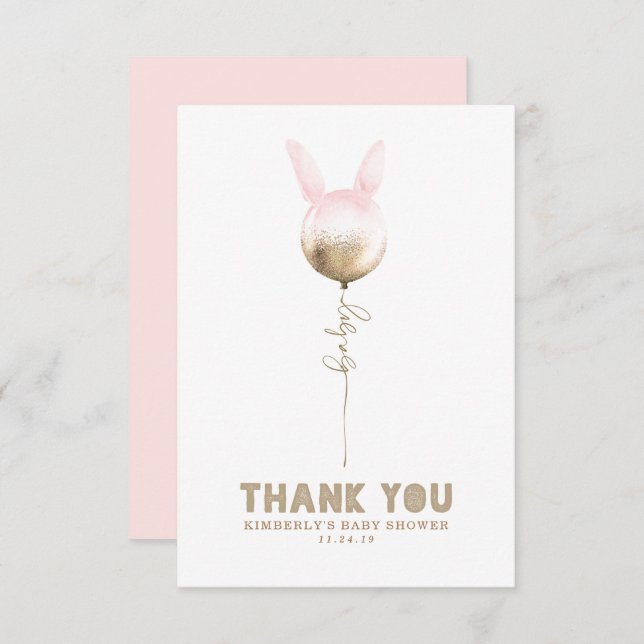 Ein paar Bunny Balloon Baby Dusche Klein Danke (Vorne/Hinten)