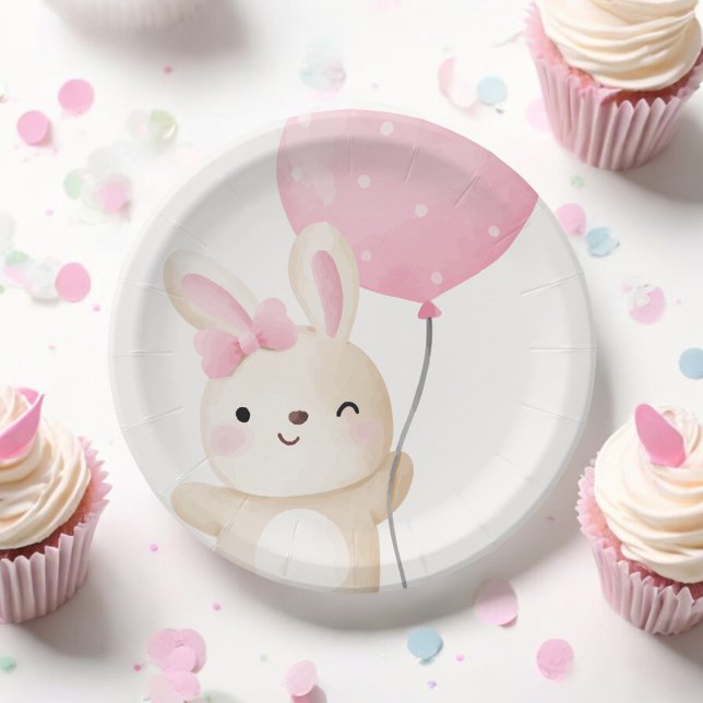 Ein paar Bunny Pink Bow Ballon Wink Bunny Baby Dus Pappteller (Von Creator hochgeladen)