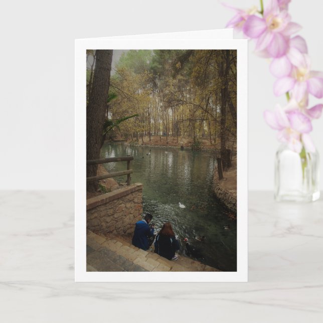 Ein Paar Fütternd Enten im San Vicente Park Karte (Orchidee)