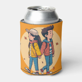 Ein paar Händchen, die im Herbst zusammenlaufen Dosenkühler