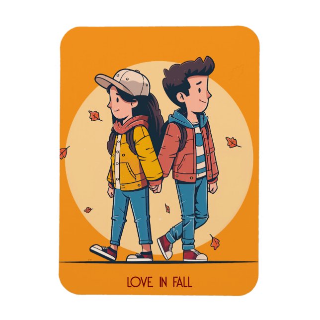 Ein paar Händchen, die im Herbst zusammenlaufen Magnet (Vertikal)