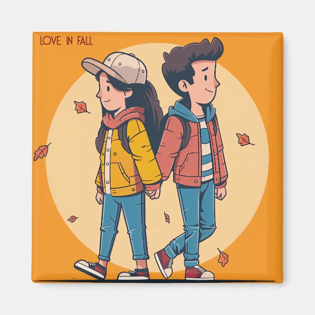 Ein paar Händchen, die im Herbst zusammenlaufen Magnet (Vorne)