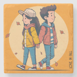 Ein paar Händchen, die im Herbst zusammenlaufen Steinuntersetzer