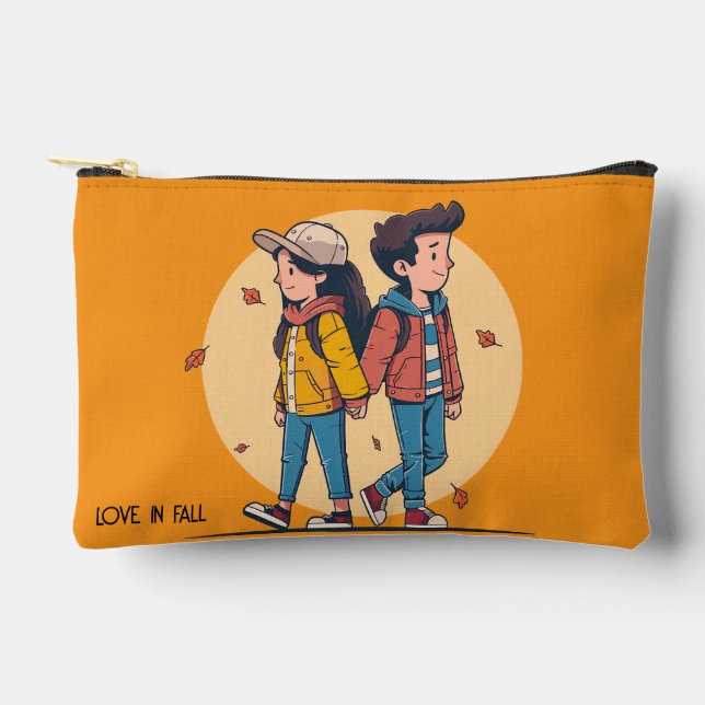 Ein paar Händchen, die im Herbst zusammenlaufen Zubehörtasche (Vorderseite)