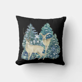 Ein Paar Hirsche im Winterwald Kissen