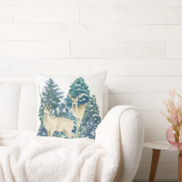 Ein Paar Hirsche im Winterwald Kissen