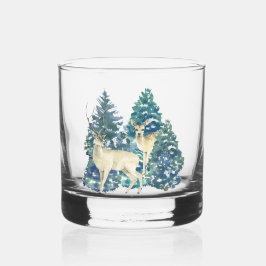Ein Paar Hirsche im Winterwald Whiskyglas