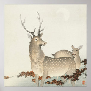 Ein Paar Hirsche von Ohara Koson Poster