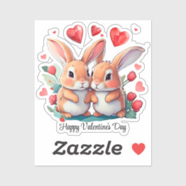 Ein paar lustige Aquarellkaninchen Aufkleber