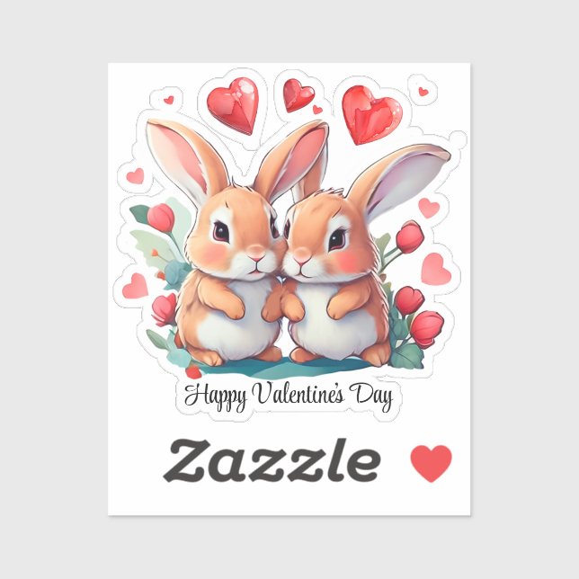 Ein paar lustige Aquarellkaninchen Aufkleber (Blatt)