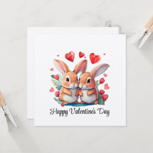 Ein paar lustige Aquarellkaninchen Einladung