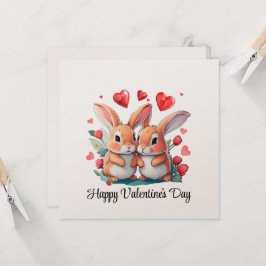 Ein paar lustige Aquarellkaninchen Einladung