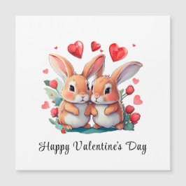 Ein paar lustige Aquarellkaninchen Magnetkarte
