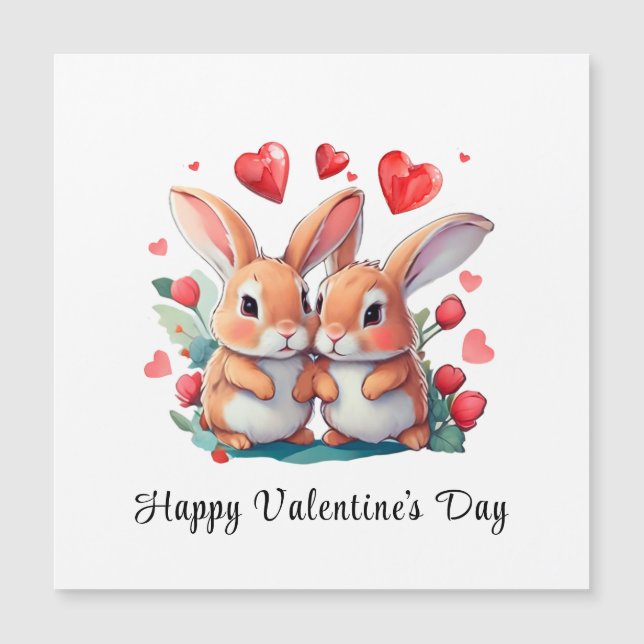 Ein paar lustige Aquarellkaninchen Magnetkarte (Vorderseite)