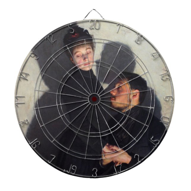 Ein Paar mit Schatten (von Emile Friant) Dartscheibe (vorne)