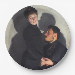 Ein Paar mit Schatten (von Emile Friant) Pappteller