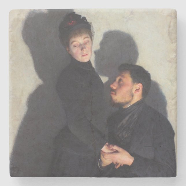 Ein Paar mit Schatten (von Emile Friant) Steinuntersetzer (Vorderseite)