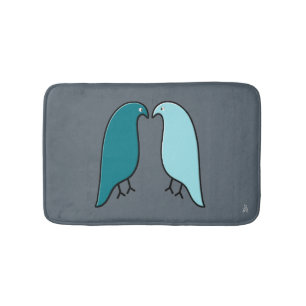Ein Paar moderner Lovebirds - Aqua, Aquamarin, dun Badematte