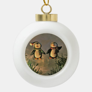 Ein Paar Pinguine Keramik Kugel-Ornament