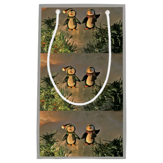 Ein Paar Pinguine Kleine Geschenktüte (Vorderseite)
