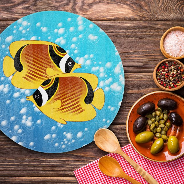 Ein Paar Raccoon Butterflyfish in Bubbly Water Schneidebrett (Von Creator hochgeladen)