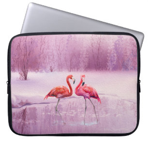 Ein Paar rosa Flamingos stehen im Wasser auf dem Laptopschutzhülle
