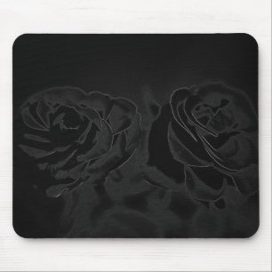 Ein Paar Rosen in Schwarz Mousepad