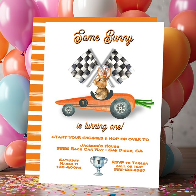 Ein paar sonnige Rennwagen Osterfrühling Geburtsta Einladung (Von Creator hochgeladen)