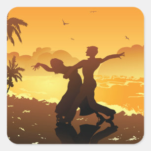 Ein paar Tänze auf den Strandpflegern Quadratischer Aufkleber