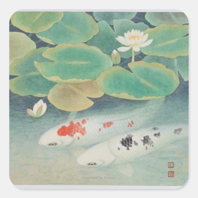 Ein Paar unter Lotus Quadratischer Aufkleber (Vorderseite)