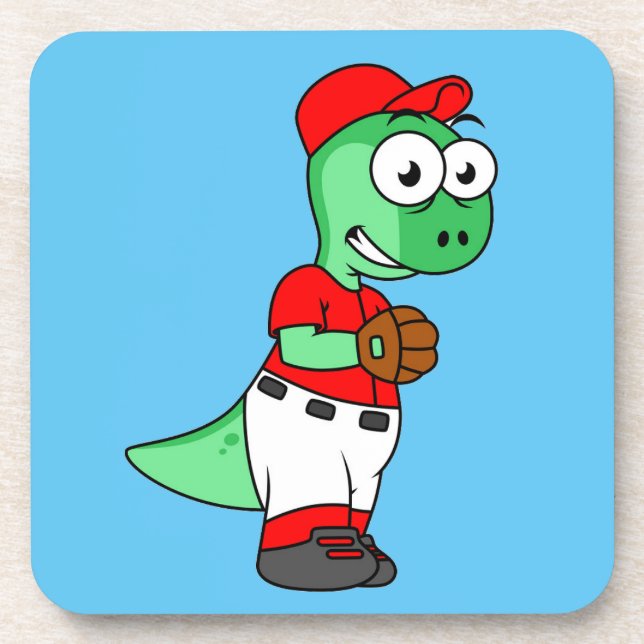 Ein Pachycephalosaurus Baseball Pitcher. Getränkeuntersetzer (Vorderseite)