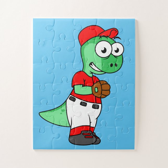 Ein Pachycephalosaurus Baseball Pitcher. Puzzle (Vertikal)