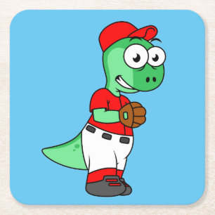 Ein Pachycephalosaurus Baseball Pitcher. Rechteckiger Pappuntersetzer