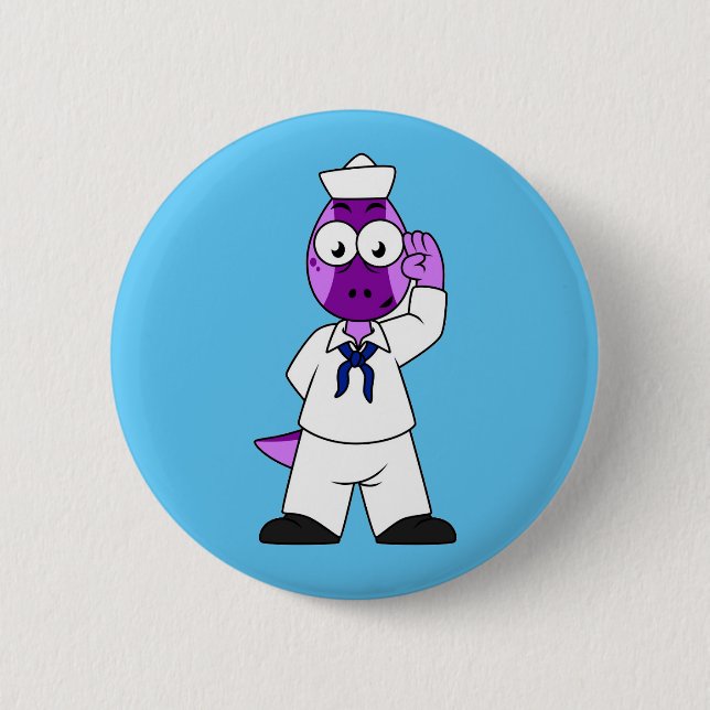 Ein Pachycephalosaurus Dinosaur Marine Sailor. Button (Vorderseite)