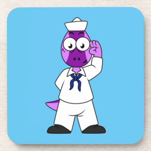 Ein Pachycephalosaurus Dinosaur Marine Sailor. Getränkeuntersetzer