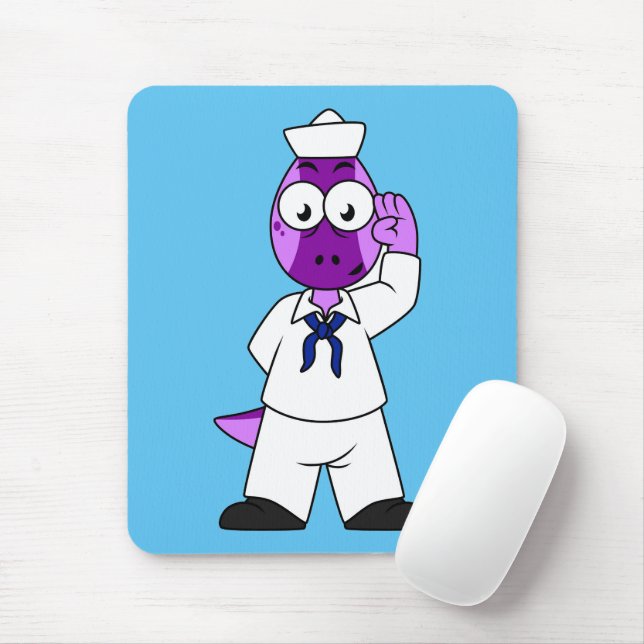 Ein Pachycephalosaurus Dinosaur Marine Sailor. Mousepad (Mit Mouse)