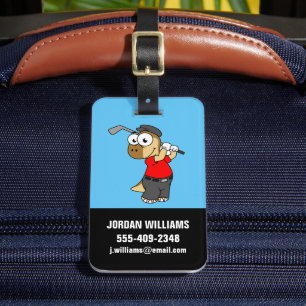 Ein Pachycephalosaurus Dinosaurier Playing Golf. Gepäckanhänger