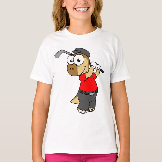 Ein Pachycephalosaurus Dinosaurier Playing Golf. T-Shirt (Vorderseite)